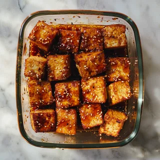 Knuspriger Ofen-Tofu mit Soja und Sesam