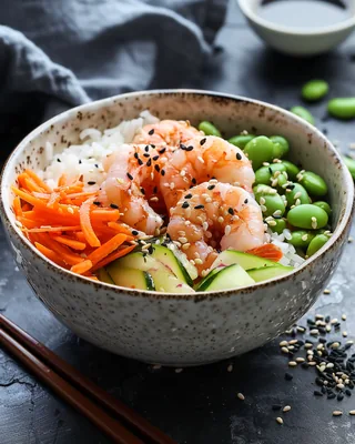 Sushi-Bowl mit Garnelen & Sablefisch