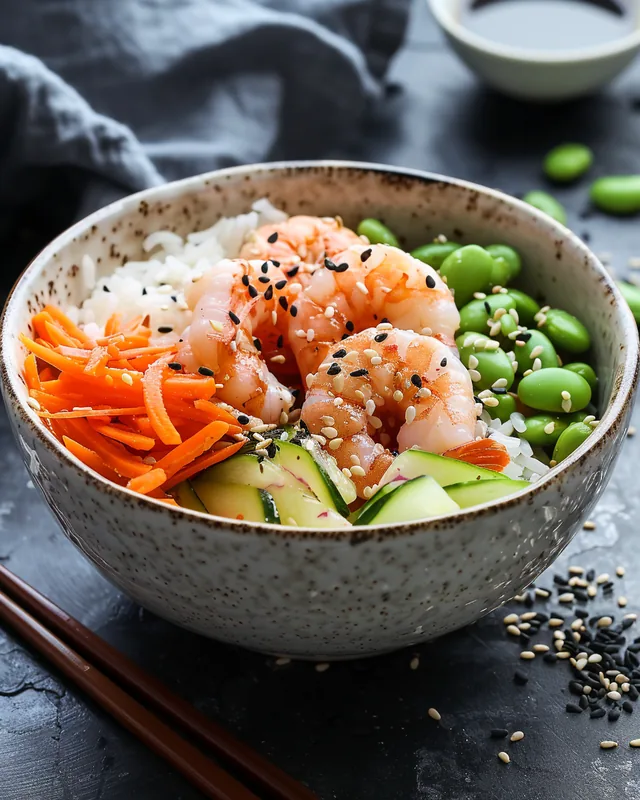 Sushi-Bowl mit Garnelen & Sablefisch