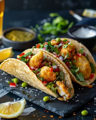 Kabeljau-Tacos mit Erbsensalsa