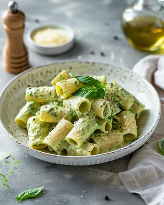Basilikum-Hüttenkäse-Pasta