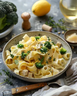 Zitronen‑Thymian-Pappardelle mit Tofu