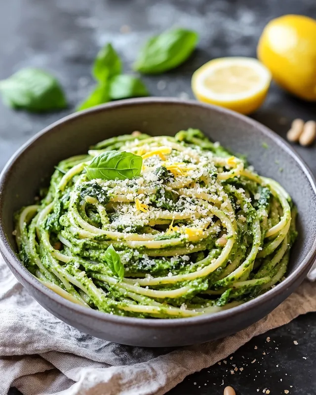 Spinat-Pasta mit Cashew-Parmesan