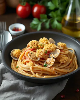 Knoblauch-Pasta mit Venusmuscheln