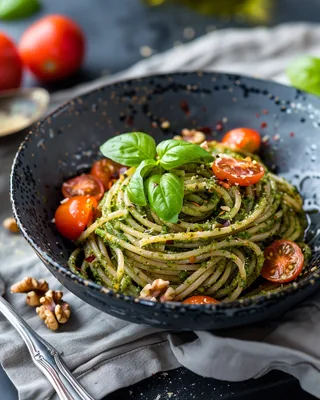 Walnuss-Pesto-Pasta mit Tomaten