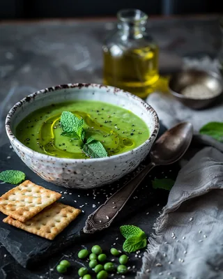 Minzsuppe mit Sojabohnen