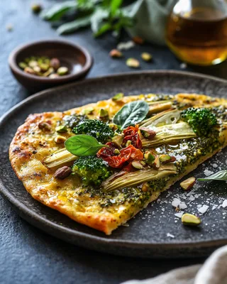 Pistazien-Farinata mit Brokkoli