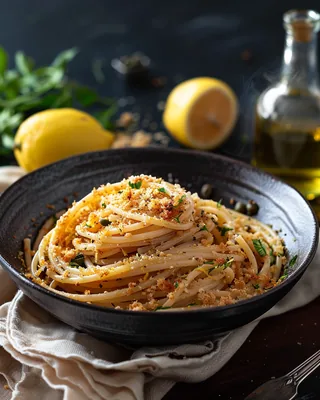 Zitronen-Pasta mit Semmelbröseln