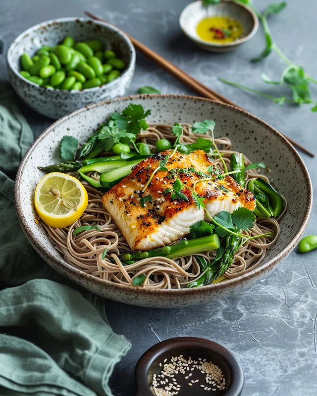 Zitrus-Weißfisch mit Soba