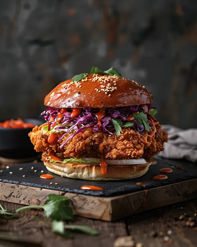 Koreanische knusprige Hähnchen-Burger
