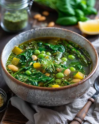 Grüne Minestrone mit Pesto