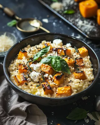 Kürbis-Orzo-Risotto mit Feta