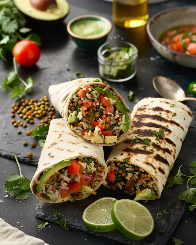 Linsen-Avocado-Wraps