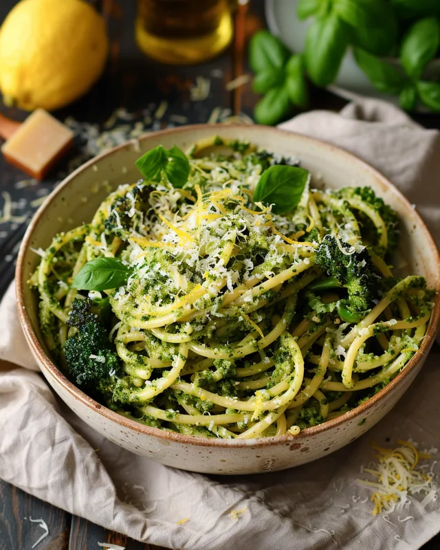 Grünkohl-Pesto-Pasta mit Brokkoli