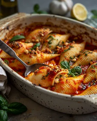 Mit Tofu gefüllte Pasta-Muscheln