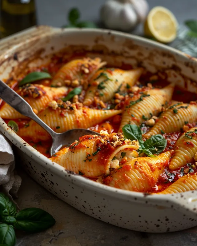 Mit Tofu gefüllte Pasta-Muscheln
