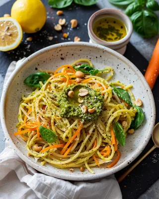Karotten- und Basilikum-Cashew-Pasta