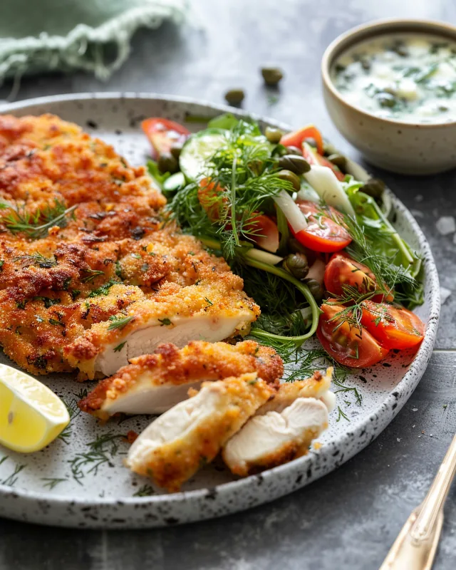 Kräuter-Hähnchen-Schnitzel & Gribiche