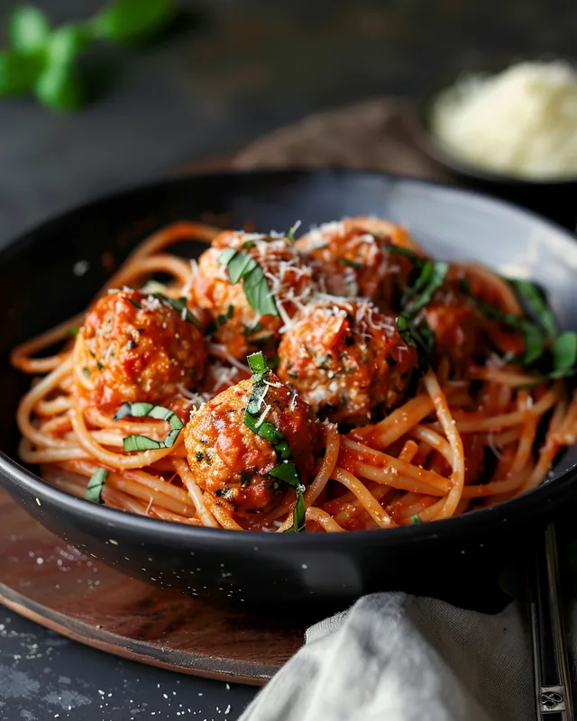 Pasta mit Hähnchenfleischbällchen