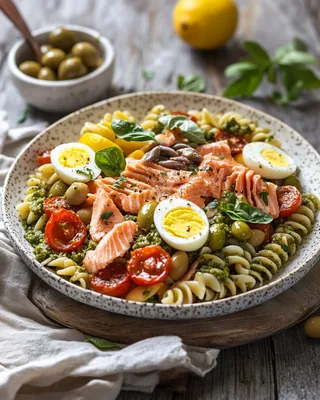Lachs-Pasta-Salat mit Pesto