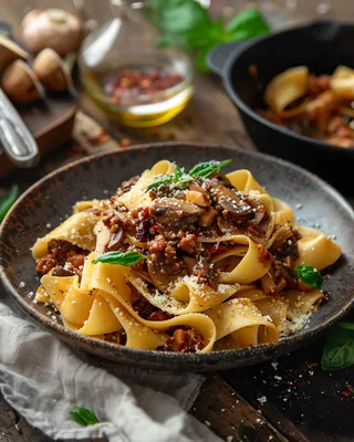 Pilz-Walnuss-Ragù mit Pasta