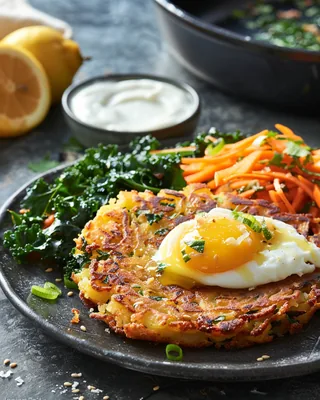 Kartoffelrösti mit Grünkohl-Slaw