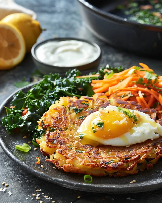 Kartoffelrösti mit Grünkohl-Slaw