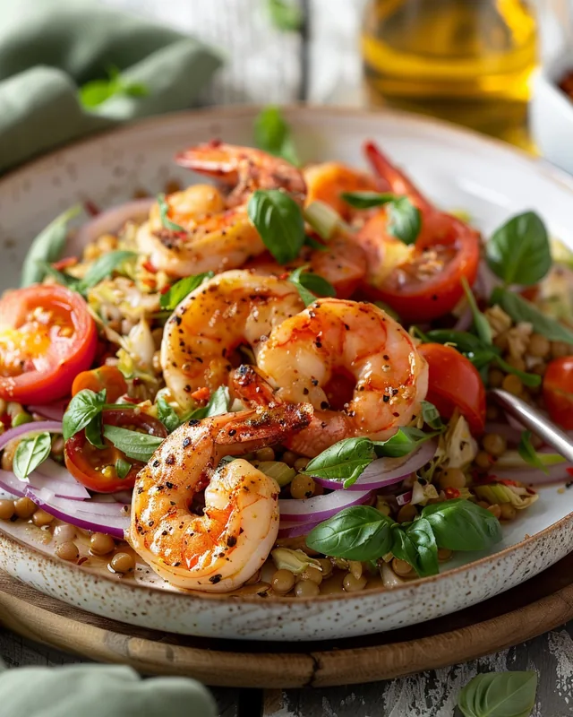 Garnelen-Linsen-Salat mit Crunch
