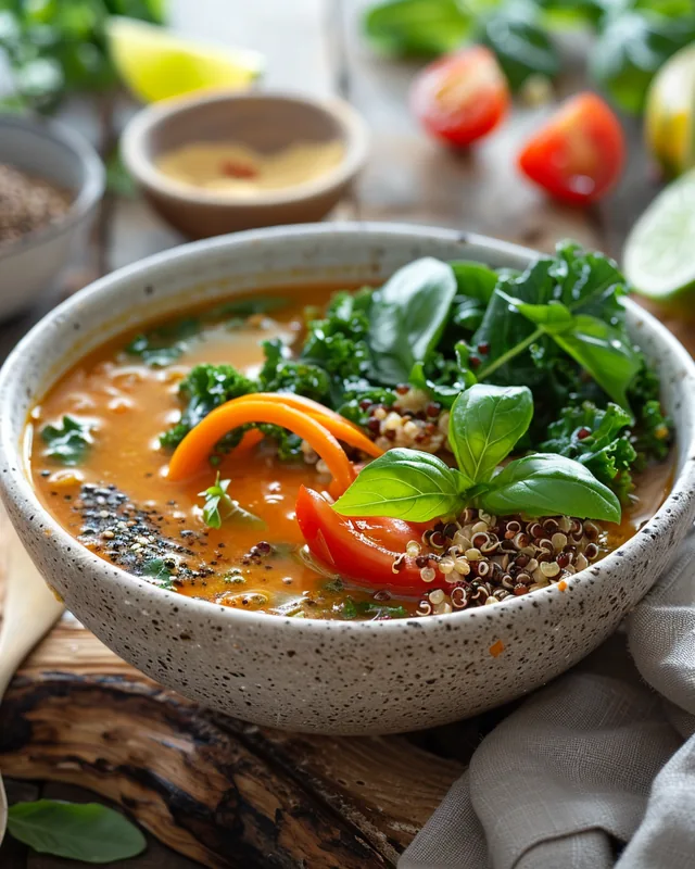 Quinoa- und Grünkohl-Curry-Suppe