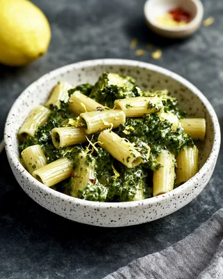 Grünkohl-Pasta mit Pinto-Bohnen