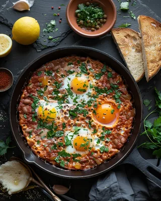 Shakshuka mit Tahini-Guss