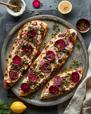 Rote-Bete-Fladen mit Tahini