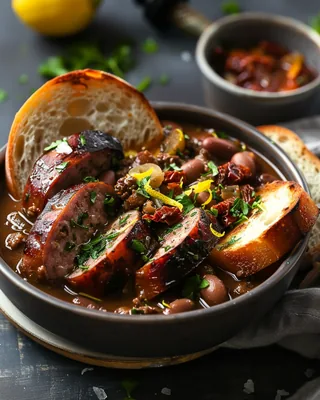 Wurst- und Pinto-Bohnen-Eintopf