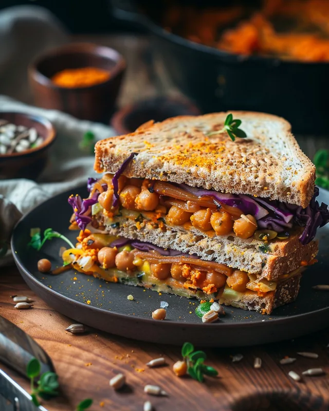 Kohl- und Kichererbsen-Sandwich