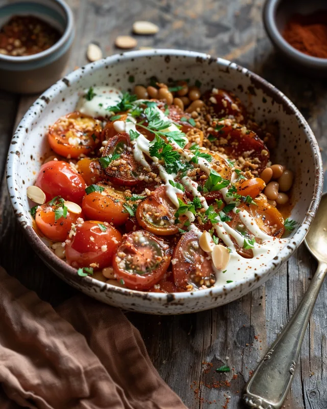 Tomaten-Tahini-Bohnen-Bowl