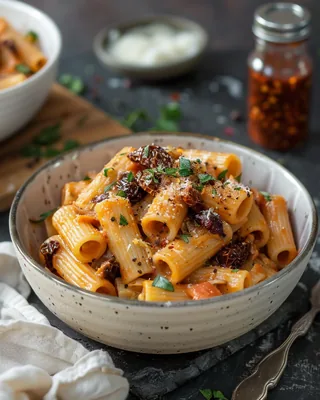 Würzige Pasta mit sonnengetrockneten Tomaten