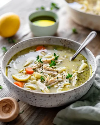 Zitronen-Kräuter-Hähnchensuppe
