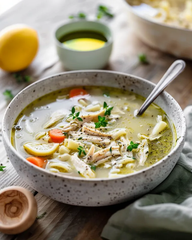 Zitronen-Kräuter-Hähnchensuppe