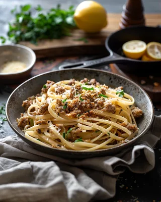 Wurst-Pasta mit Zitronenschale