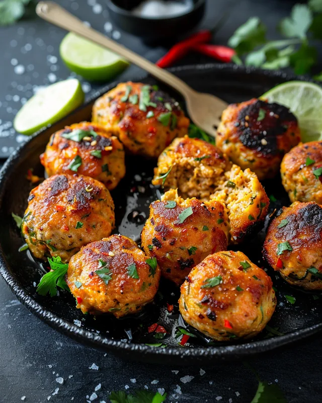 Würzige Hähnchen-Curry-Fleischbällchen