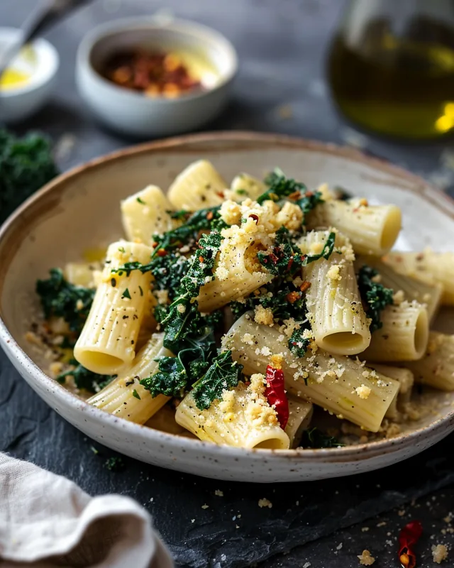 Pasta mit Grünkohl und Semmelbröseln
