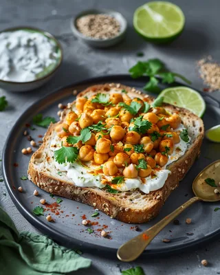 Curry-Kichererbsen auf Sauerteigbrot