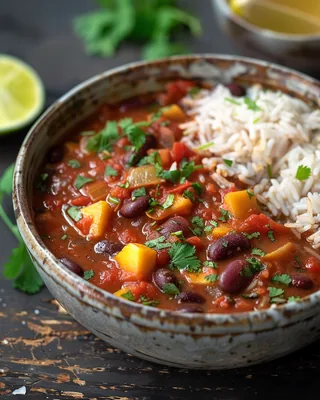 Tomaten-Bohnen-Curry mit Reis