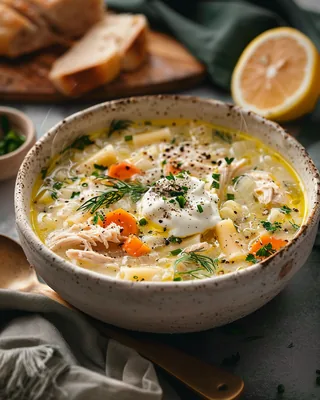 Zitronen-Kräuter-Hähnchen-Pasta-Suppe