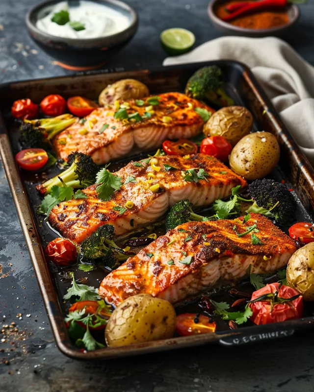 Lachs & Gemüse vom Blech