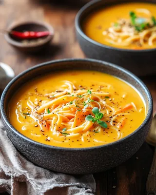 Karotten- und Ingwer-Pasta-Suppe
