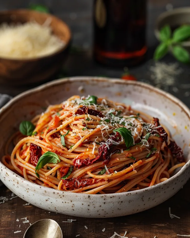 Sonnengeküsste Tomaten-Basilikum-Pasta