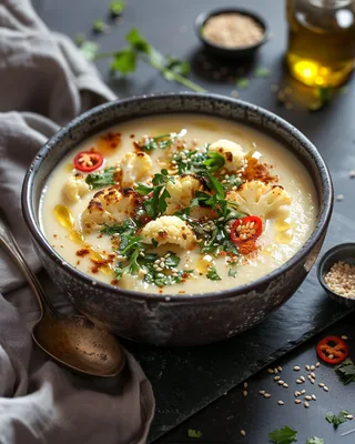 Blumenkohl-Kartoffel-Tahini-Suppe