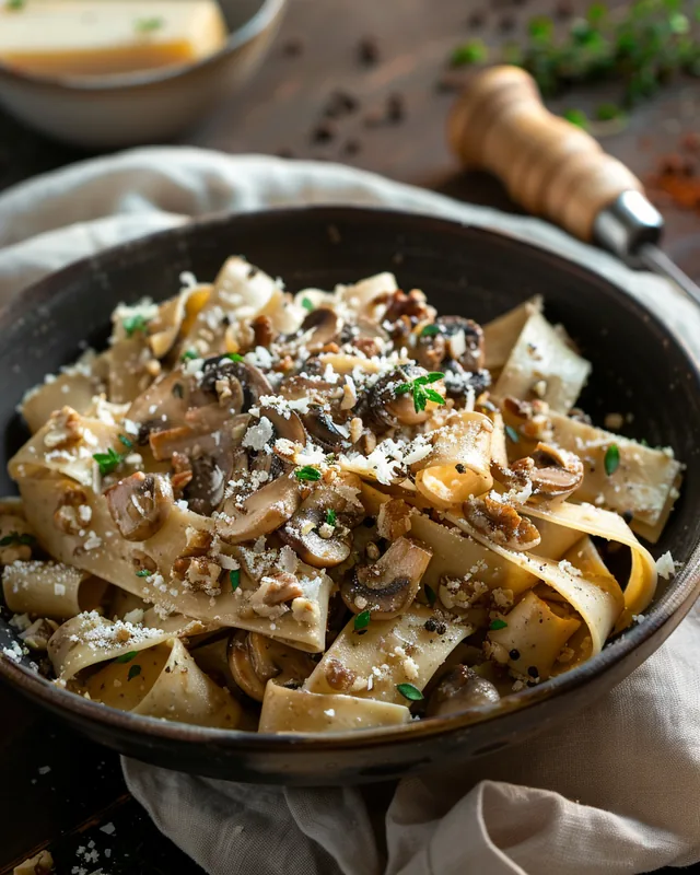 Pasta mit Walnüssen, Champignons und Blumenkohl