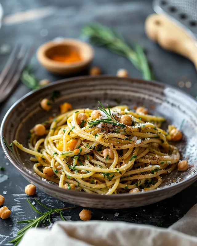 Kürbis- und Kichererbsen-Pasta